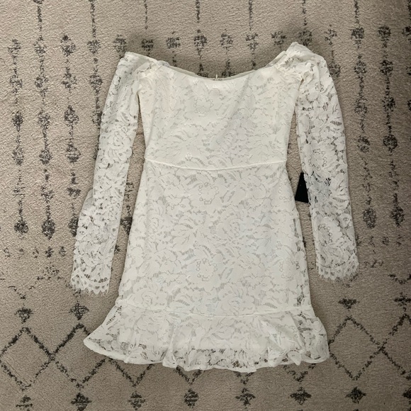 Lulus Romance Dreamer White Lace Off the Shoulder Mini - Picture 4 of 8